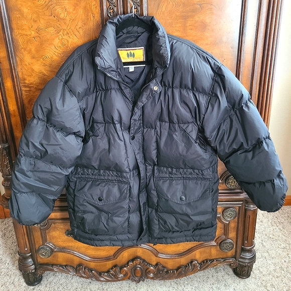 Outdoor Spirit Black Duck Down Feather Filled Massive Puffer Coat/Jacket Size L - Picture 1 of 13